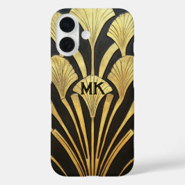 Funda iPhone 16 1920's Art Deco Egyptian Black Gold Monogram