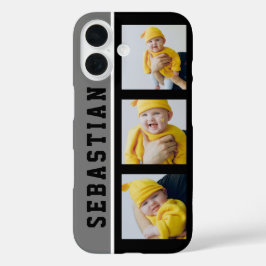 Funda iPhone 16 3 Foto Y Nombre Personalizado Único Personalizado
