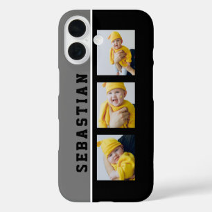 Funda iPhone 16 3 Foto y nombre únicos personalizados hechos a med