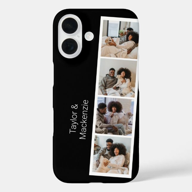 Funda iPhone 16 4 Photo Booth Modern Personalizado (Reverso )