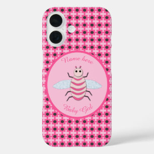Funda iPhone 16 Abeja Niña Rosa Bonita Personalizada
