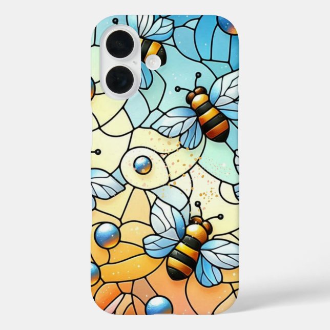 Funda iPhone 16 Abejas Caprichosas Vidrio Teñido  (Reverso )