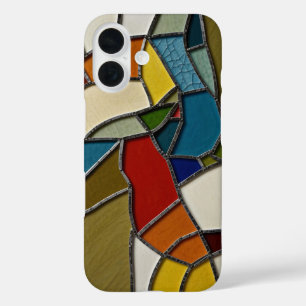Funda iPhone 16 Abstracción del mosaico de vidrio manchado colorid