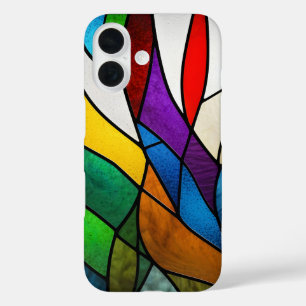 Funda iPhone 16 Abstracción del mosaico de vidrio manchado colorid