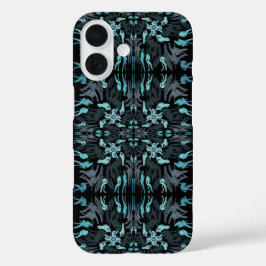 Funda iPhone 16 Abstract Aquatic Shaded Repeating Pattern Swirls