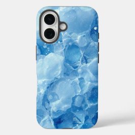 Funda iPhone 16 Abstract Blue Frozen Ice Crystal Texture Pattern
