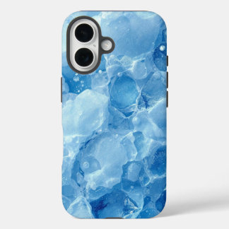 Funda iPhone 16 Abstract Blue Frozen Ice Crystal Texture Pattern