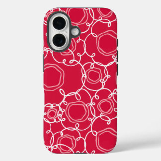 Funda iPhone 16 Abstract Floral Matrix (Red) Fine Art