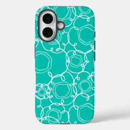 Funda iPhone 16 Abstract Floral Matrix (Teal) Fine Art
