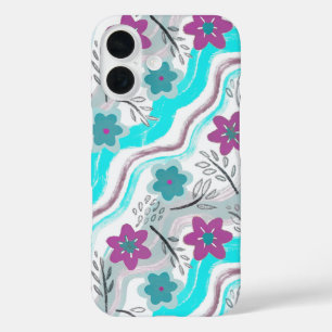Funda iPhone 16 Abstract Floral Retro Swirls