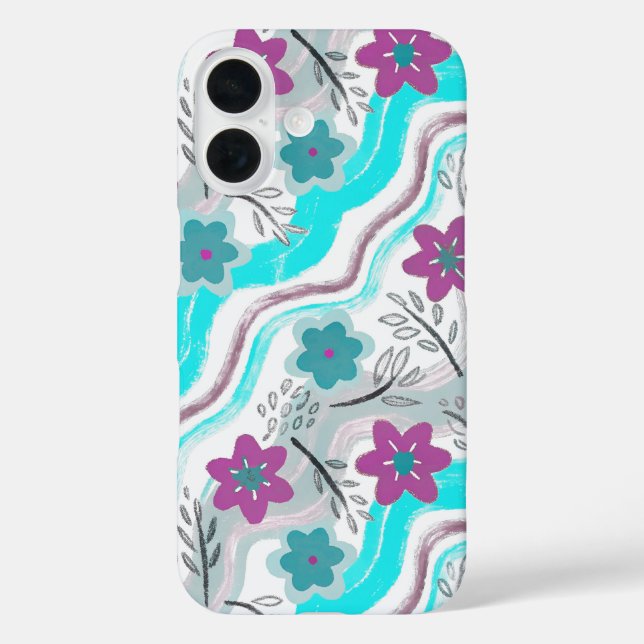 Funda iPhone 16 Abstract Floral Retro Swirls (Reverso )