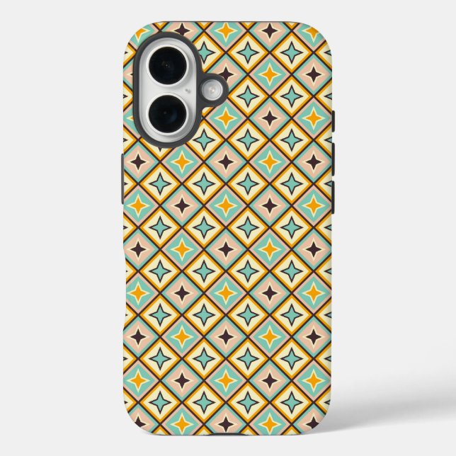 Funda iPhone 16 Abstract geometric pattern with diamond shapes (Reverso )