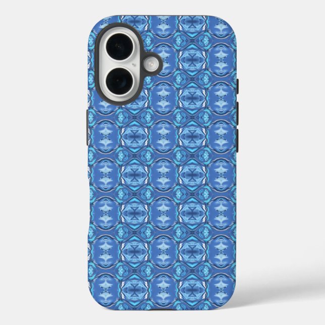 Funda iPhone 16 Abstract Symphony in Blue 2 (Reverso )