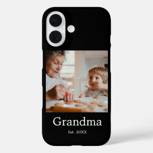 Funda iPhone 16 Abuela Estableció Regalo de Foto Negro