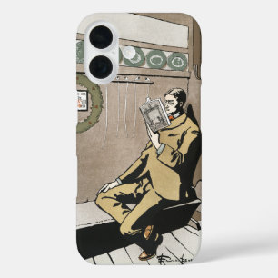 Funda iPhone 16 Academia Oscura Arte Vintage de Hombre Leyendo en