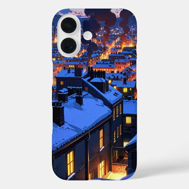 Funda iPhone 16 Acogedora Villa de Invierno (Reverso )
