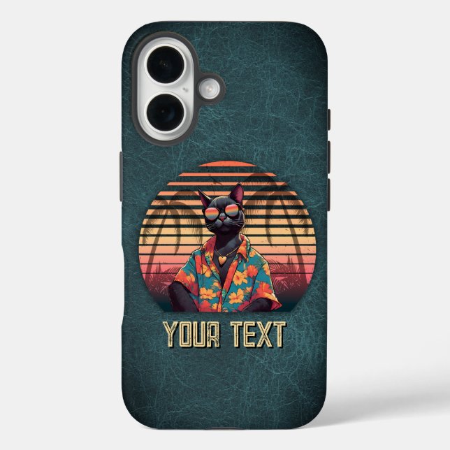 Funda iPhone 16 Actitud de gatos tropicales sin tiempo (Reverso )