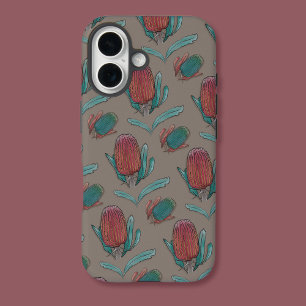 Funda iPhone 16 Acuarela de Banksia Roja - Flor nativa australiana