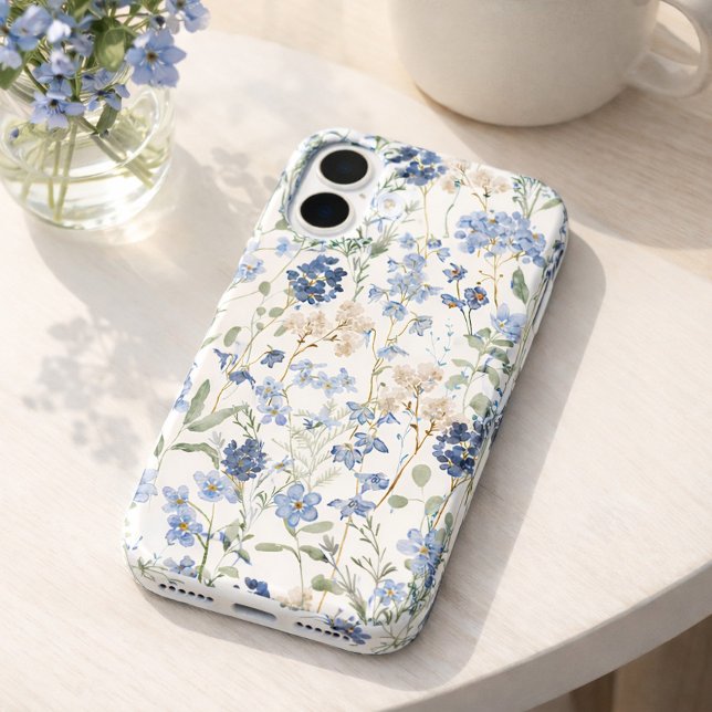 Funda iPhone 16 Acuarela de Flor Silvestre Azul (Subido por el creador)
