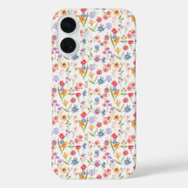 Funda iPhone 16 Acuarela de flor silvestre azul púrpura