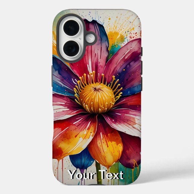 Funda iPhone 16 Acuarela de flores OtterBox (Reverso )