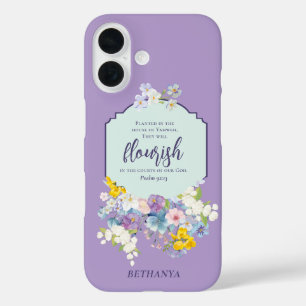 Funda iPhone 16 Acuarela Pastel Flores Biblia Verse Personalizado