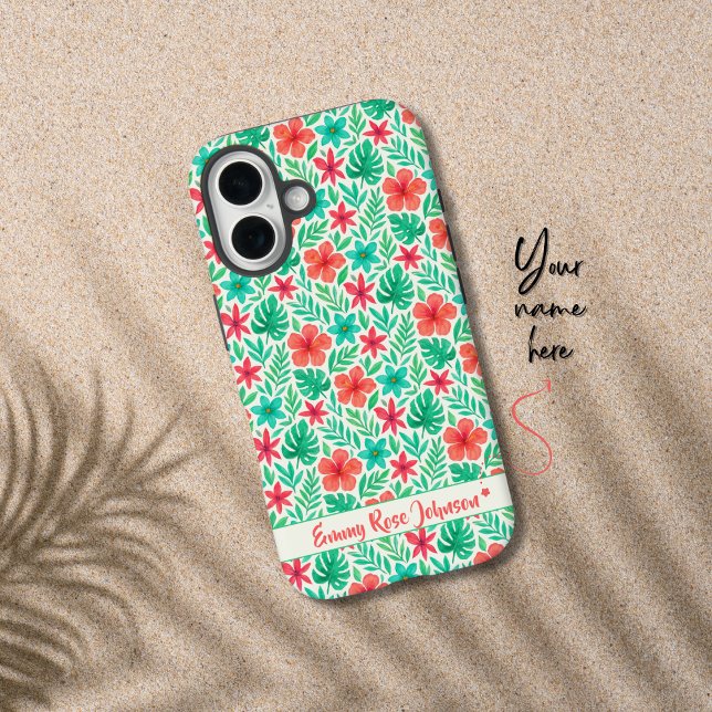 Funda iPhone 16 Acuarela pintada a mano Flores tropicales verano (Subido por el creador)