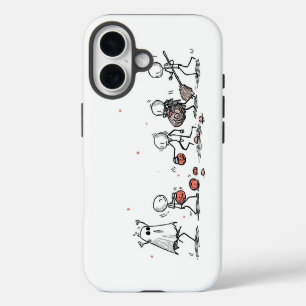 Funda iPhone 16 Adorable escena de Halloween con figuras de palito