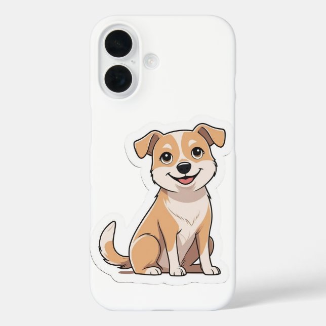 Funda iPhone 16 Adorable sonriente lindo perro callejero (Reverso )