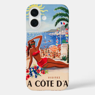 Funda iPhone 16 Afiche de viaje francés Cote D'Azur