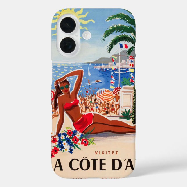 Funda iPhone 16 Afiche de viaje francés Cote D'Azur (Reverso )