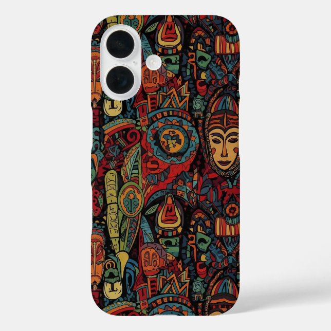 FUNDA iPhone 16 AFRICAN TRIBAL ART DESIGN (Reverso )
