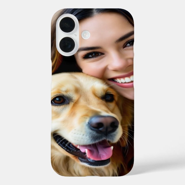 Funda iPhone 16 Agregar Foto de Retriever Dorado Personalizar (Reverso )