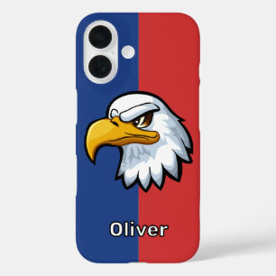 Funda iPhone 16 Águila de dibujos animados patrióticos personaliza
