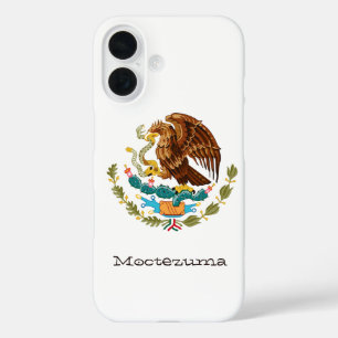 Funda iPhone 16 Águila Mexicana Personalizada con Líneas Verdes y