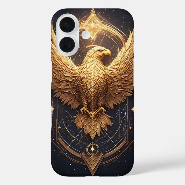 Funda iPhone 16 Águila Ornamental Dorada (Reverso )