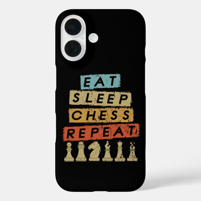 Funda iPhone 16 Ajedrez - Come Duerme Ajedrez Repite (Reverso )