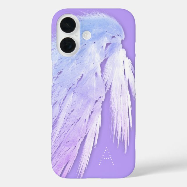 Funda iPhone 16 Alas de ángel Monograma Morado Hada (Reverso )