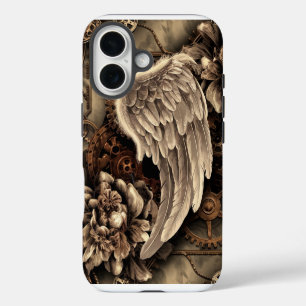 Funda iPhone 16 Alas etéreas Steampunk, engranajes y floraciones