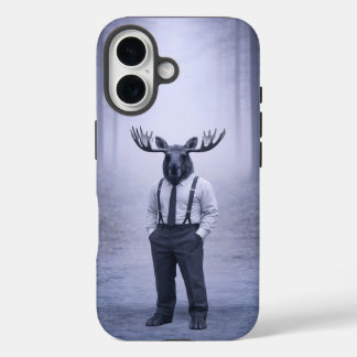 Funda iPhone 16 Alce en tirantes clásicos – Retrato del bosque sil