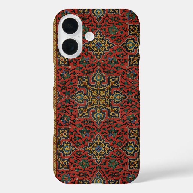 Funda iPhone 16 Alfombra Persa Roja Azul Clásica (Reverso )