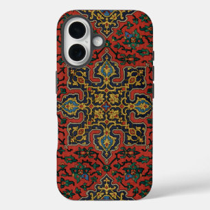 Funda iPhone 16 Alfombra Persa Roja Azul Clásica