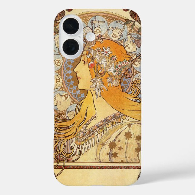 Funda iPhone 16 Alfonse Mucha Zodiac Art Nouveau Mujer (Reverso )