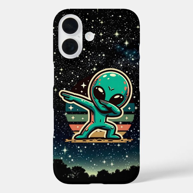Funda iPhone 16 Alien Dabbing extraterrestre divertida (Reverso )