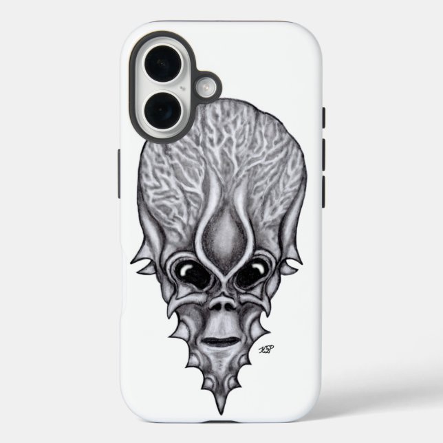 Funda iPhone 16 Alien Face , reconstrucción facial de cráneo afric (Reverso )