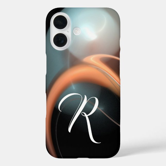 Funda iPhone 16 ALIEN PEARL MONOGRAM Fractal blanco rosado Swirls  (Reverso )