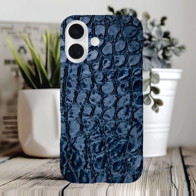 Funda iPhone 16 Alligator Blue Faux Leather (Subido por el creador)