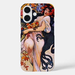 Funda iPhone 16 Alphonse Mucha Estación de Otoño, Arte Nouveau Vin