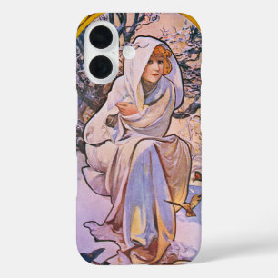 Funda iPhone 16 Alphonse Mucha Estación Invernal, Arte Nouveau Ant