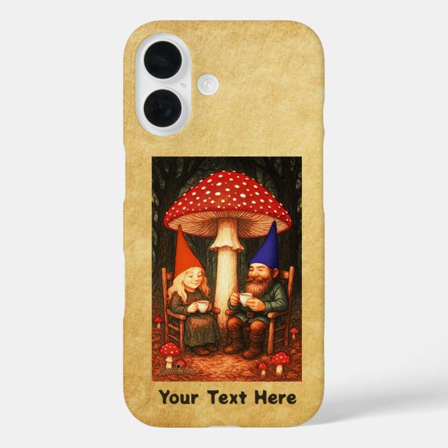 Funda iPhone 16 Amanita Mushroom y Gnomes (Reverso )